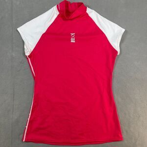 Fourth Element Swim Shirt Top Womens Size 12 Cap Sleeve Hydroskin Red White